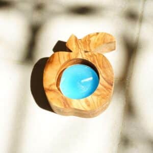 BOUGEOIR ETOILE en bois d'olivier, fait main et artisanale.