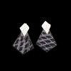 Boucles d'oreilles en cuir de peau de saumon "Black Pearl"