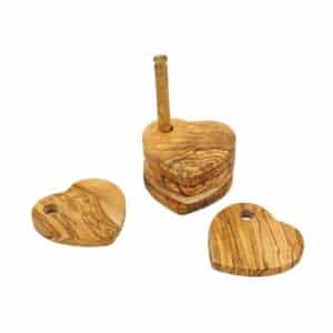 Sous Tasse "cœur" Et Support En Bois d’Oliviers