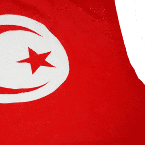 drapeau tunisian sur un fond blanc