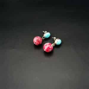 boucle d'oreille régalite et turquoise