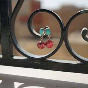 boucle d'oreille regalite et turquoise