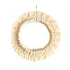 Miroir circulaire décoré en macramé blanc cassé
