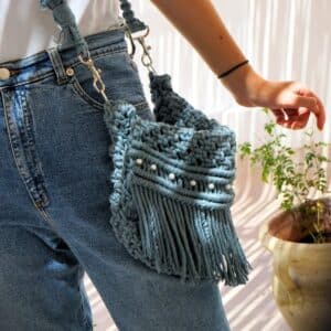 sac crochet bleu fait main
