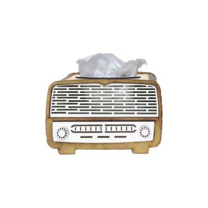 radio vintage recycle en distributeur de mouchoir