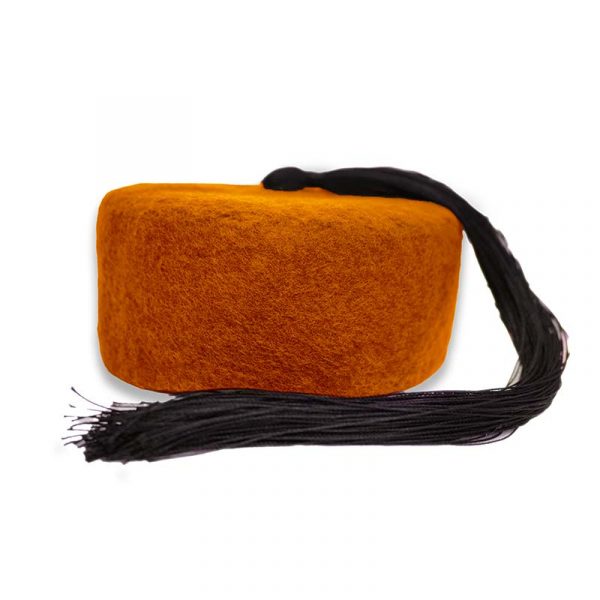 chechia orange avec pompom en laine
