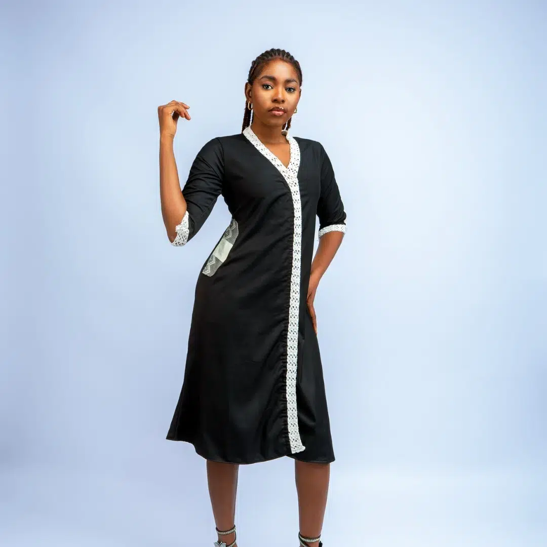 Chic Crochet Midi Dress with Pockets in Black or Brown - ILEYCOM