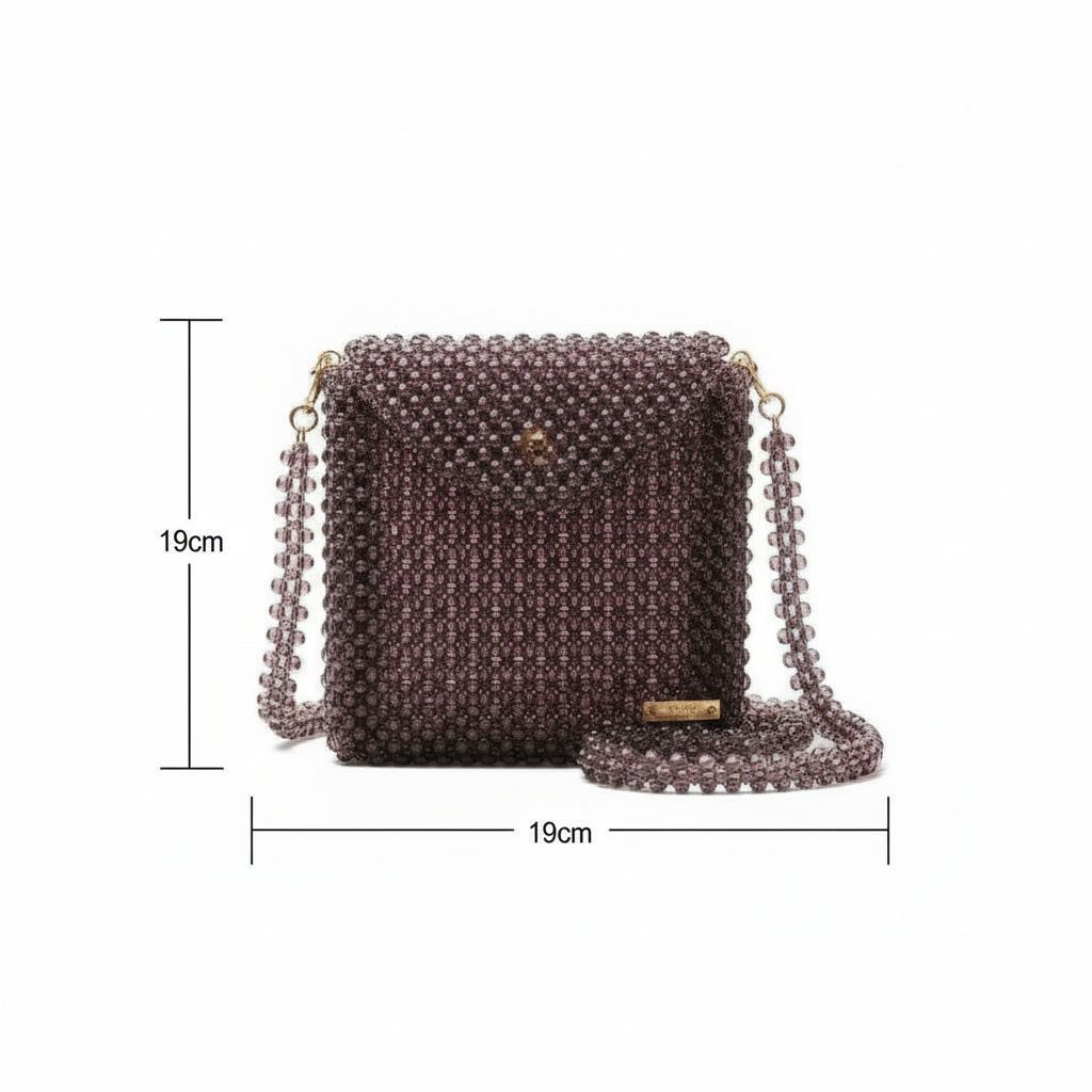 Poignées De Sac à Main Vintage Everything Mary – Bois Marron Et Perles – Réf EVM8298-1